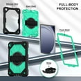 thumbnail image 6 of Kids 3-layer Design Case for Samsung Galaxy Tab A11+ 11.0" 2025 SM-X230 / SM-X235 / SM-X236B, with 360 Rotating Kickstand Hand-strap/ Shoulder Strap Heavy Duty Protective Tablet Cover, Mint+Black, 6 of 7