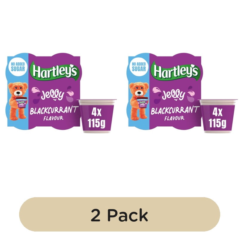 Hartley's No Added Sugar Blackcurrant Jelly 4 x 115g, British Import (Pack of 2)