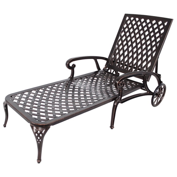 1pcs Aluminium Cast Lounge Chair with Reclining Function in Antique Bronze Finish - Three Adjustable Backrest Positions