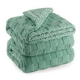 thumbnail image 4 of Anjee Reversible Warm Throw Blanket, 3D Checkered Cozy Fluffy Elegant Fleece Blanket for Couch, Bedroom, Sage Green, 50"x60", 4 of 11