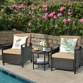 thumbnail image 2 of Costway Ensemble de Mobilier de Terrasse en Rotin 3 Pcs Canapé Coussiné Table de Rangement avec Tablette Jardin, 2 of 10