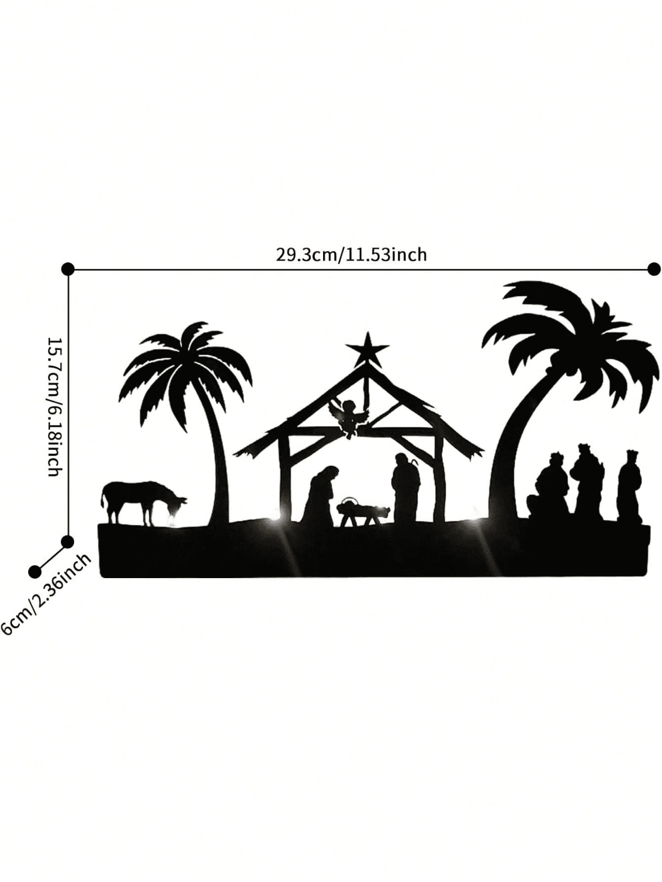 Vintage Rustic iron Nativity Candleholder Set Christmas Table Centerpiece