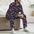 thumbnail image 7 of Sikiie colorful mushroom Skull Mens Pajama Set, Soft Warm Long Sleeve Sleepwear, Cozy Button-Down Pjs for Men-Large, 7 of 7