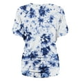 thumbnail image 2 of Made by Johnny Women's V-Neck Short Sleeve Tie Dye Shirring Dolman Top XXL WHITE_NAVY, 2 of 6