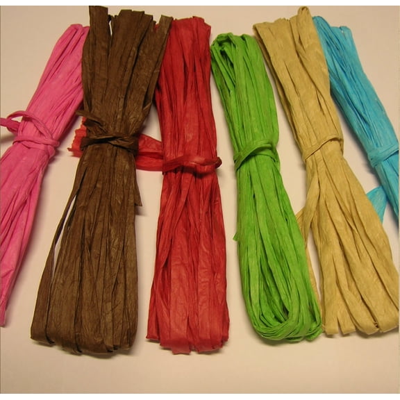 Paper Raffia 6 Colors 120 Ft (36 M), 20ft pre color for Christmas party DIY Craft Gift Box Packing