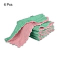 thumbnail image 3 of 6Pcs Kitchen Dish Towel 9.8" Absorbent Coral Fleece Dish Cloth, Pink Green, 3 of 5