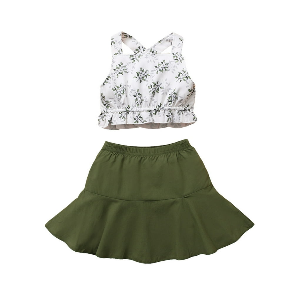 WEARELLAKIDS - Toddler Baby Kids Girls Tropical Crop Tank Tops Skirt ...