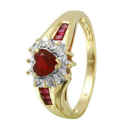 Foreli Created Ruby 10k Two tone Gold Ring