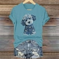 thumbnail image 2 of Sexlip V Neck T Shirts for Women Cute Puppy Dog Graphic Short Sleeve Loose Fit Casual Funny Tshirts Summer Tops Vintage Tees Blue XL, 2 of 4