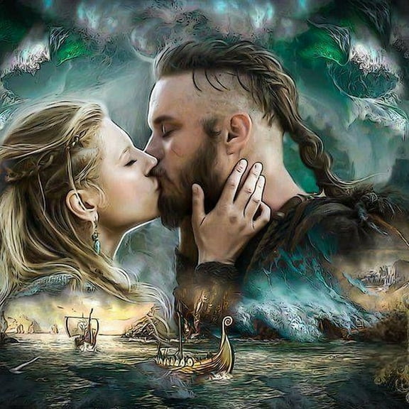 Adult DIY 5D Diamond Painting Kit, Viking Series Art Round Diamond, Full Diamond Diamond Embroidery Kit, Mosaic Cross Stitch Craft Home Wall Decoration