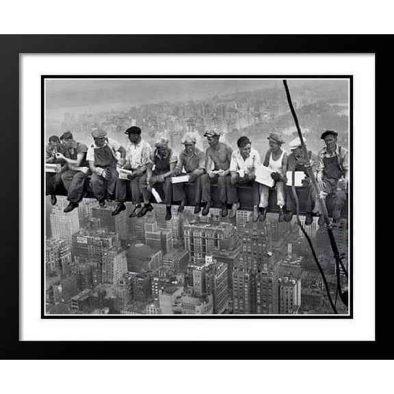 Lunch On Skyscraper 25x29 Framed and Double Matted Art Print.
