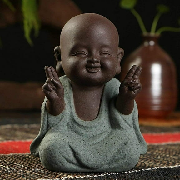 Buddha Statues Small Monk Color Sand Ceramic Home Club Geomantic Decoration Purple Sand Figurines Tea
