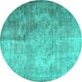 thumbnail image 1 of Ahgly Company Machine Washable Indoor Round Persian Turquoise Blue Traditional Area Rugs, 3' Round, 1 of 4