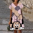 thumbnail image 3 of Vestido de manga corta con cuello en V, informal, bohemio, holgado, elegante, de verano, con estampado 3D de Disney, Minnie y Mickey Mouse, 3 of 5