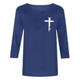 thumbnail image 5 of Sexlip Womens Cross Print Tee Short Sleeve Design Breathable Fabric Relaxed Silhouette for Daily Errands Blue L, 5 of 5