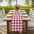 thumbnail image 3 of Farmhouse Red Plaid Short Table Runner 48 Inches Long, Rustic Red White Checkered Cotton Linen Table Runners Dresser Scarves, Fabric Tabletop Scarf Furniture Cover for Home Dinner Party Decor 13"x48", 3 of 8