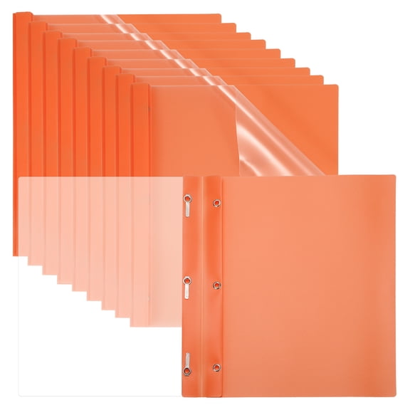 Plastic Report Covers with Prong, 10 Pcs 80 Sheet Capacity Clear Front Presentation Binders, Orange