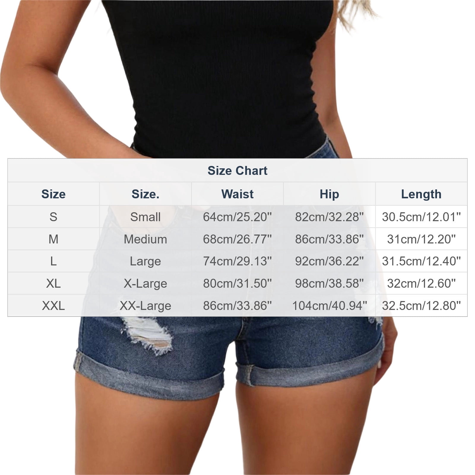 Costeam Womens High Waist Ripped Denim Shorts Distressed Cuffed Hem Casual Jean Shorts with Pockets Stretchy Frayed Raw Hem Summer Everyday Short Jeans