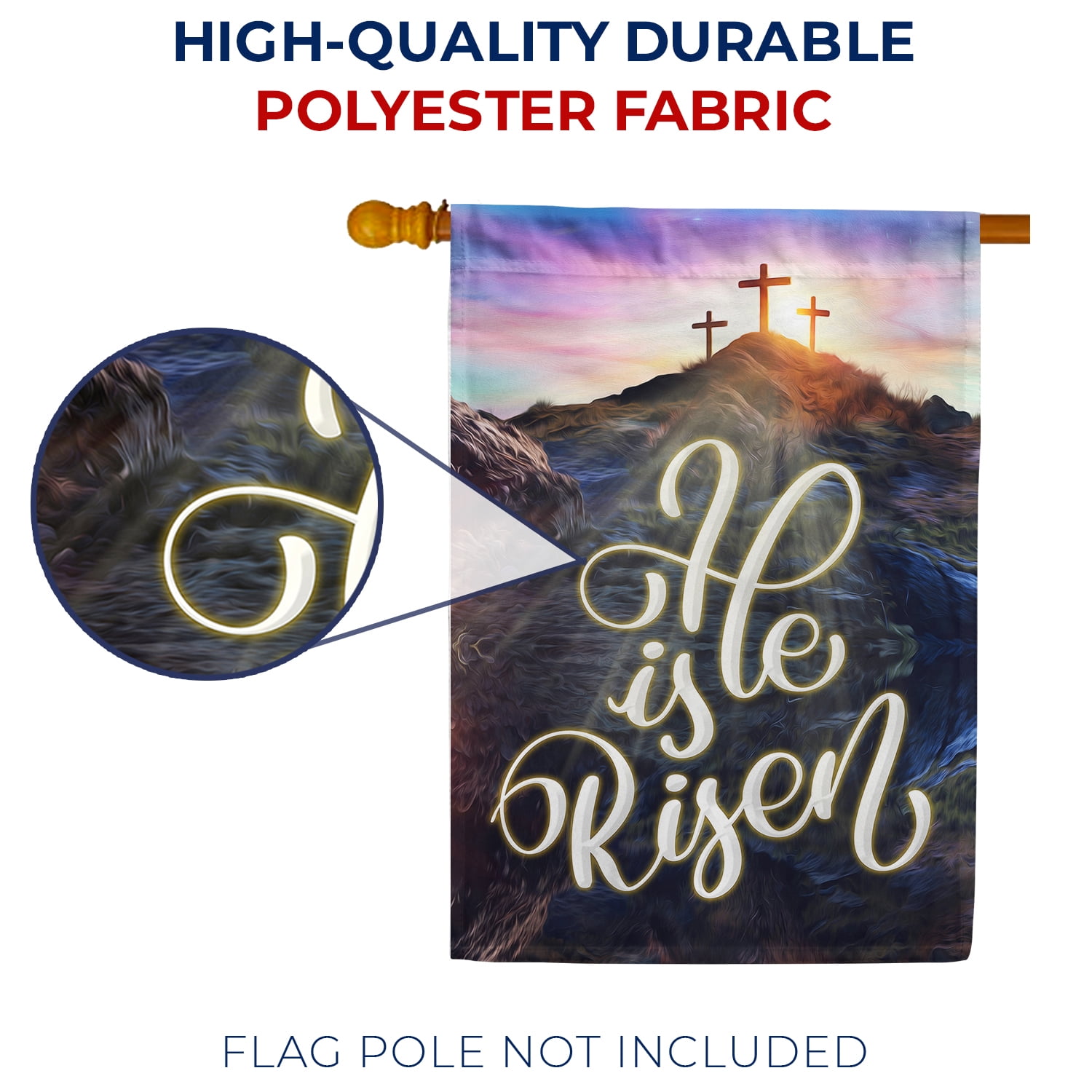 America Forever He is Risen Easter House Flag 28 x 40 inch Double Sided Religious Cross Christian Celebration Small Spring Holiday Seasonal Easter Day Flags for Outdoor Yard Lawn Decoration