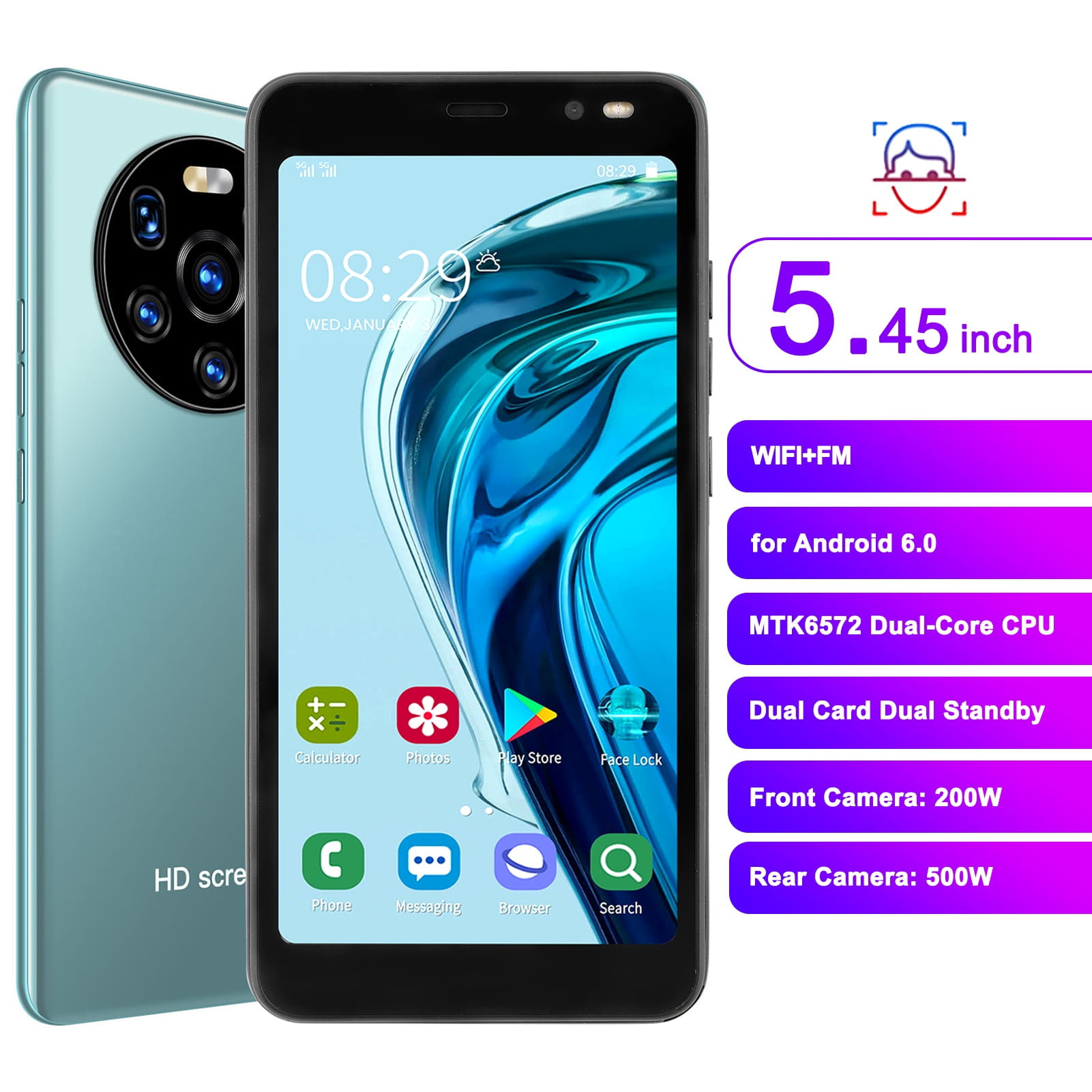 CHICIRIS Smart Phone, LANDVO Mate40 Pro 512MB+4GB Fingerprint