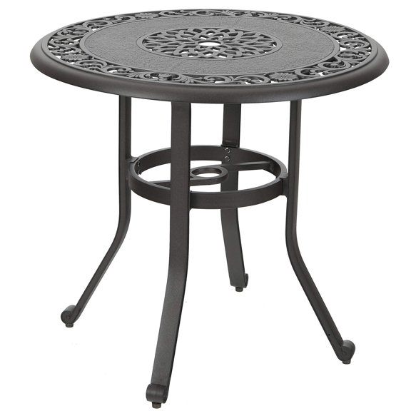 Mesa de patio PHI VILLA de aluminio fundido marrón de 81 cm para exterior