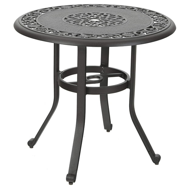Mesa de patio PHI VILLA de aluminio fundido marrón de 81 cm para exterior
