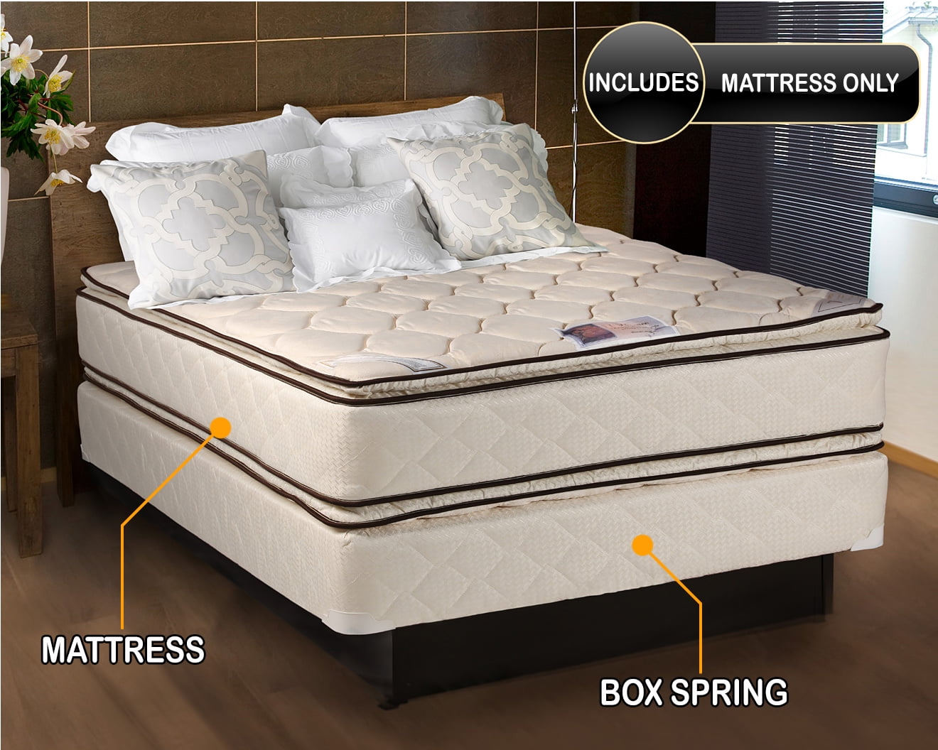DS USA Coil Comfort Two-Sided Pillow Top King Size Mattress Only - Sleep System with Enhanced Cushion Support, Fully Assembled, Great for your Back, Longlasting Comfort
