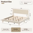 thumbnail image 2 of Bestier Corduroy Upholstered King Bed Frame with Adjustable Headboard, Platform Bed Frame with LED Light, Solid Wood Slats, No Box Spring Needed, Off White, 2 of 9