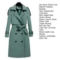thumbnail image 7 of comerut Women Coat Autumn Winter Belted Turn-down Collar Elegant Solid Color Dual Pocket Long Sleeves Thick Warm Mid-long Office Ladies Female Jacket Outwear, 7 of 7