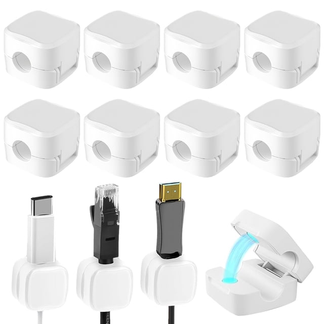 Paquete de 12 organizadores de cables magnéticos, gestión de clips de cables de escritorio, soporte de alambre para mesita de noche, electrodomésticos de cocina, suministros de oficina