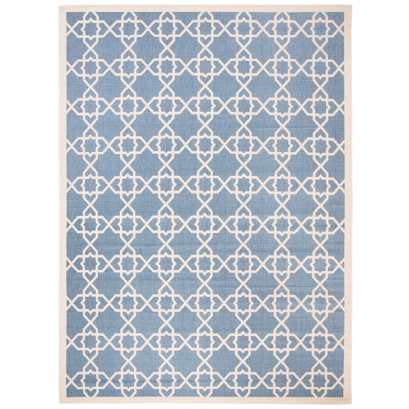 SAFAVIEH Courtyard Carol Geometric Indoor/Outdoor Area Rug, 9' x 12', Blue/Beige