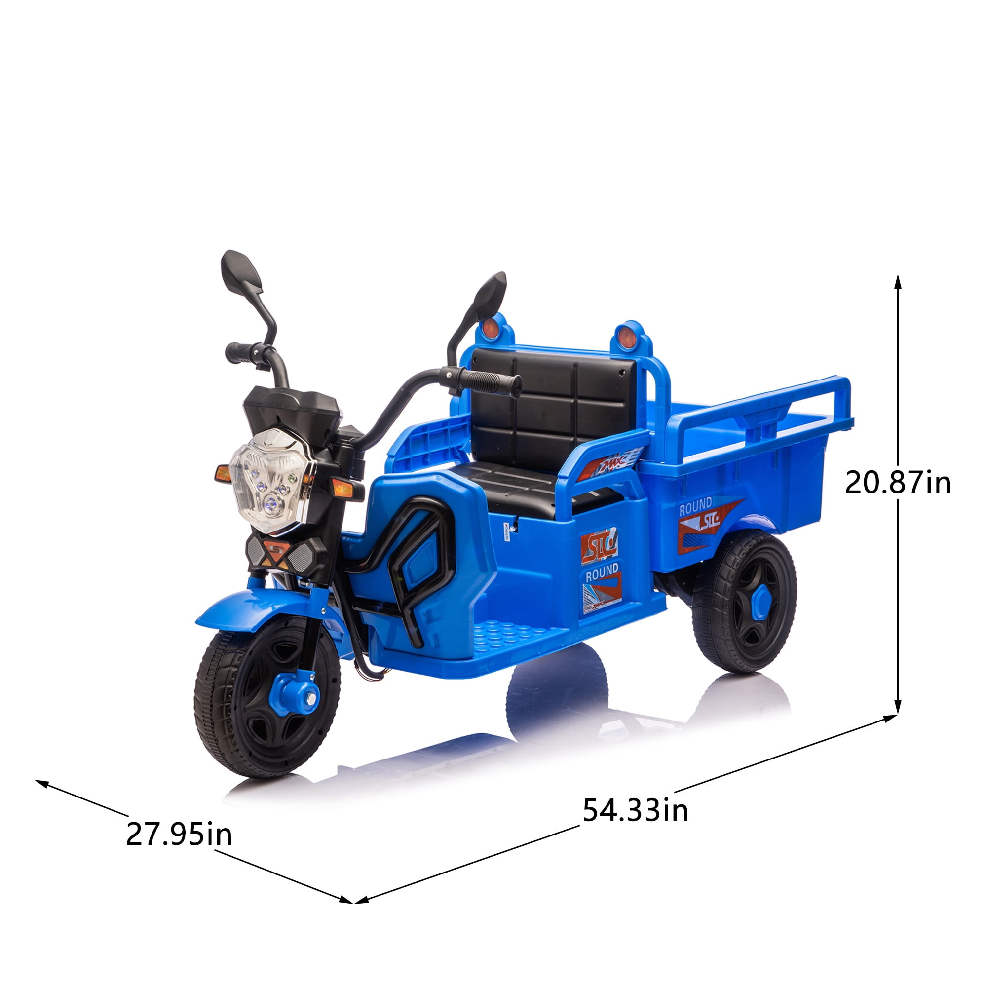 iRerts 12V Ride on Toys, Electric 3 Wheel Ride on Cargo Trucks with LED Lights, Music, Large Storage Space, Powered Ride on Cars Electric Trike for Kids Toddlers Ages 3-6, Blue