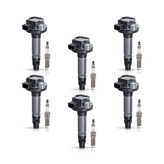 ISA Ignition Coils & 6 Spark Plug For Lincoln Ford Mustang Edge Explorer F150 Flex Taurus Transit 150 250 350 MKS MKT MKX MKZ Replacement for UF553 DG520 SP589 SP520 Set of 6