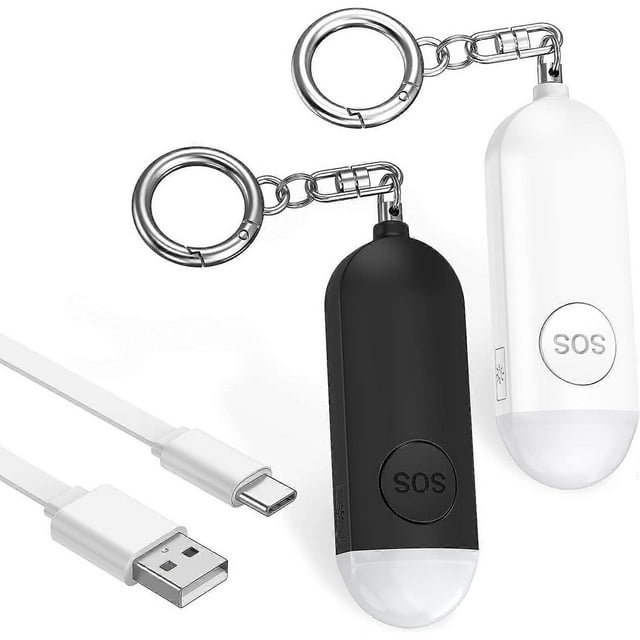 Personal Safety Alarm for Women - 130DB Safe Sound Personal Alarm - Personal Security Alarm Keychain with LED Lights- Black&White