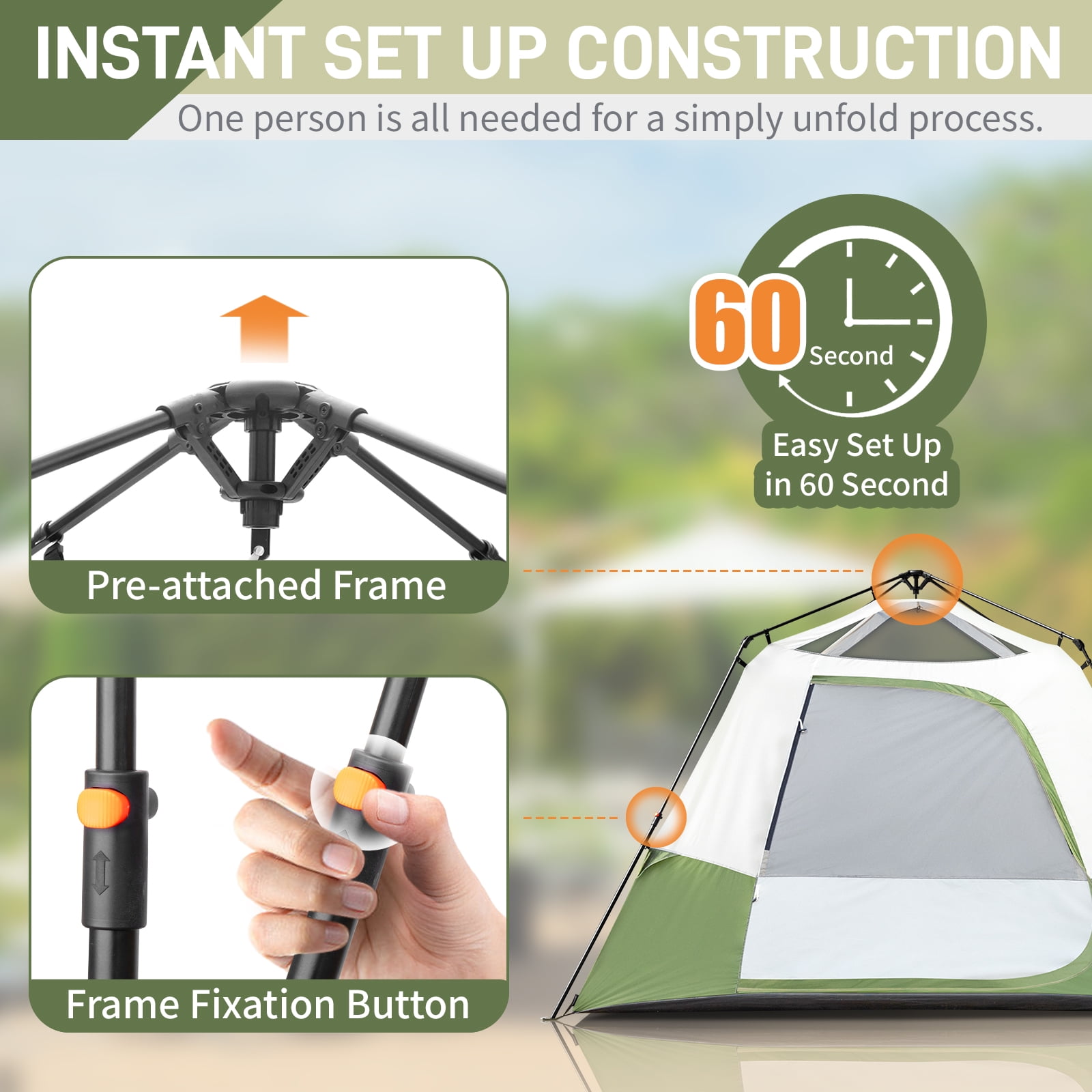 Ktaxon 6 Person Family Tents, Parties, Music Festival Tent, Big, Easy Up, Waterproof, Weather Resistant, Green