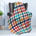 thumbnail image 4 of Checkered Soft Flannel Fleece Blanket, Colorful Fresh Summertime Pattern Design Gingham Plaid Striped Traditional Picnic, Cozy Plush for Indoor and Outdoor Use, 70" x 90", Multicolor, by Ambesonne, 4 of 5