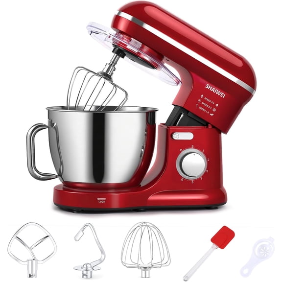 Kitchen Electric Stand Mixer, 6.5 Quart 6 Speed Tilt-Head Kitchen Mixer Red