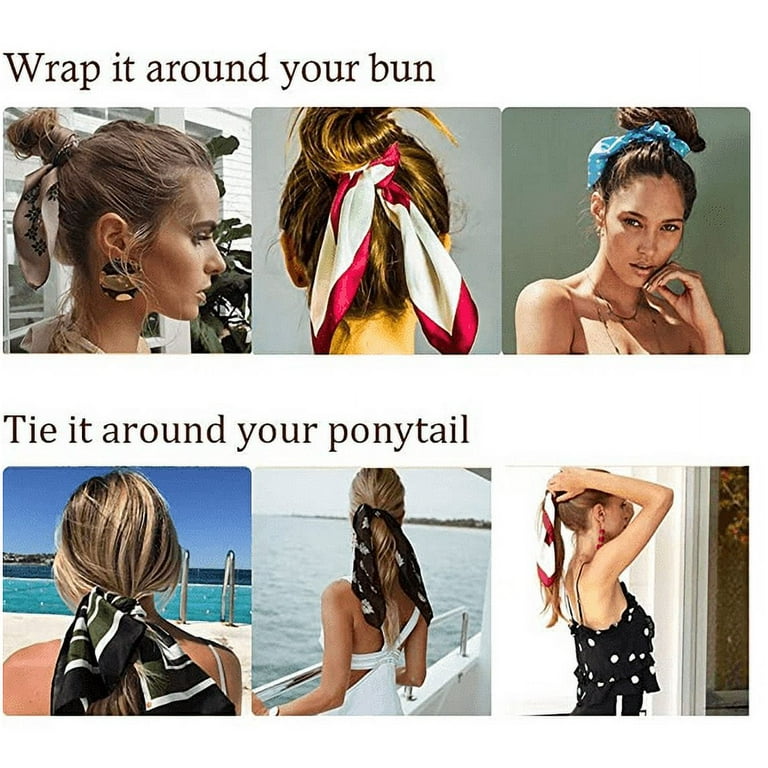 Silky Satin Hair Ribbon Scarf Tie for Women: Flowery Bow Long Hair  Scrunchie, Versatile Hair Ribbons for Elegant Updos & Casual Styles, Hair