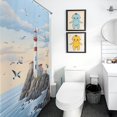 thumbnail image 5 of Lighthouse Sunrise Coast Scenery Pale Blue Tan Shower Curtain for Bathroom with 12Hooks, Polyester Fabric Thick Shower Curtain Washable Waterproof Curtain, 5 of 8