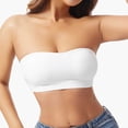 thumbnail image 4 of Iyufng Women's Strapless Anti Slip Cross Strap Side Closure Bandea Bra Seamless Molded Invisible Bralette, 4 of 5