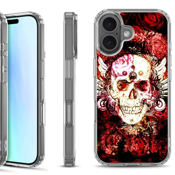 For iPhone 17 Shockproof Protective Phone Case, by OneToughShield - Rose Skull