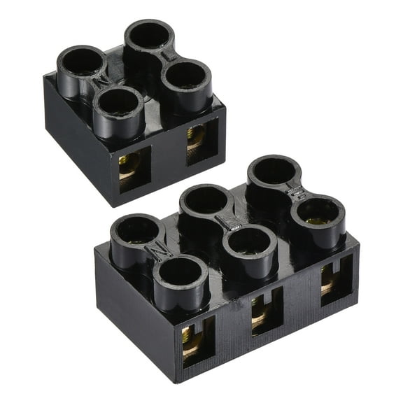 Uxcell Terminal Block 500V 10A Dual Row 2 Positions 3 Pcs and Terminal Block 500V 10A Dual Row 3 Positions 2 Pcs
