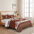thumbnail image 5 of Twin Quilt Set 68''x86'', Southwest Lightweight Bedspread Coverlet Set with 2 Pillow Shams, Western Brown Beige Geometric Abstract Art Wooden Breathable All Season Quilt Bedding for Dorm/Bedroom, 5 of 9