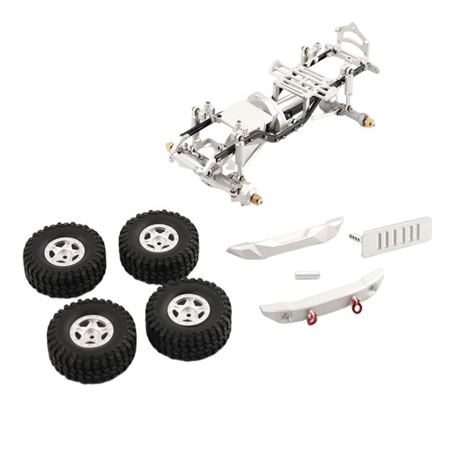 Juego de Chasis de Aleación RC, Escala 1:12 Duradera para SCX24 RC, Accesorios de Actualización , Piezas de Repuesto Plata Macarena Chasis de coche trepador RC