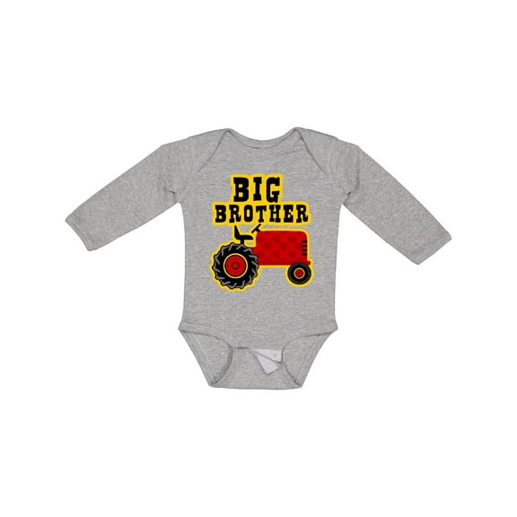 Inktastic Red Tractor Big Brother Boys Long Sleeve Baby Bodysuit