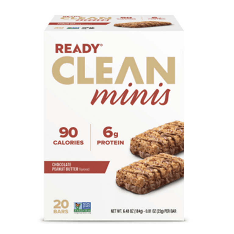 Ready Clean Protein Bar, Chocolate & Peanut Butter, 20 Count Mini Bars, Size: .81 oz