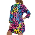 thumbnail image 2 of Xoenoiee Watercolor Colorful Leopard Print Bathing Suit Cover Up for Women Lightweight Swimsuit Coverup Dress Long Sleeve Button Shirt Beach Cover Ups Summer Vacation Outfit, L, 2 of 7