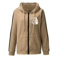 thumbnail image 4 of Xudanell Oversized Hoodies for Women Drawstring Pocket Zip up Womens Winter Jackets Coffee XXL, 4 of 4