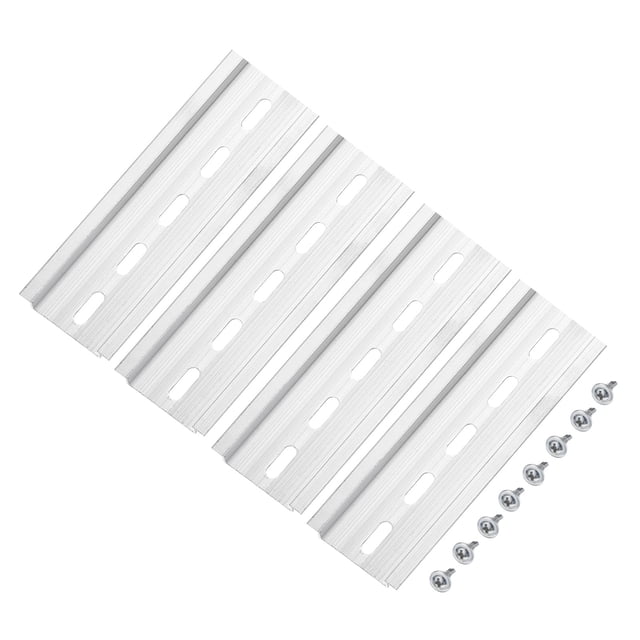 Unique Bargains DIN Rail Slotted Aluminum Mounting Guide 4 Inch x 1.4 Inch x 0.3 Inch Silver Tone 4 Pcs