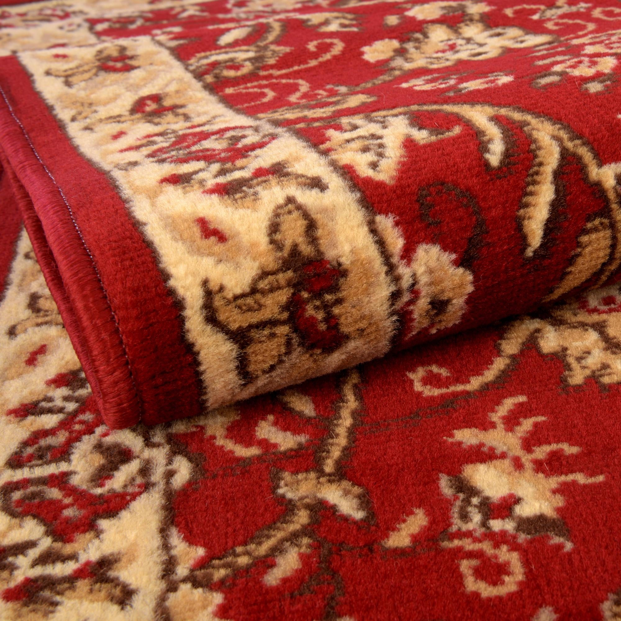 Rugs.com Yasmin Collection Rug – 8 Ft Square Burgundy Medium Rug Perfect For Living Rooms, Kitchens, Entryways